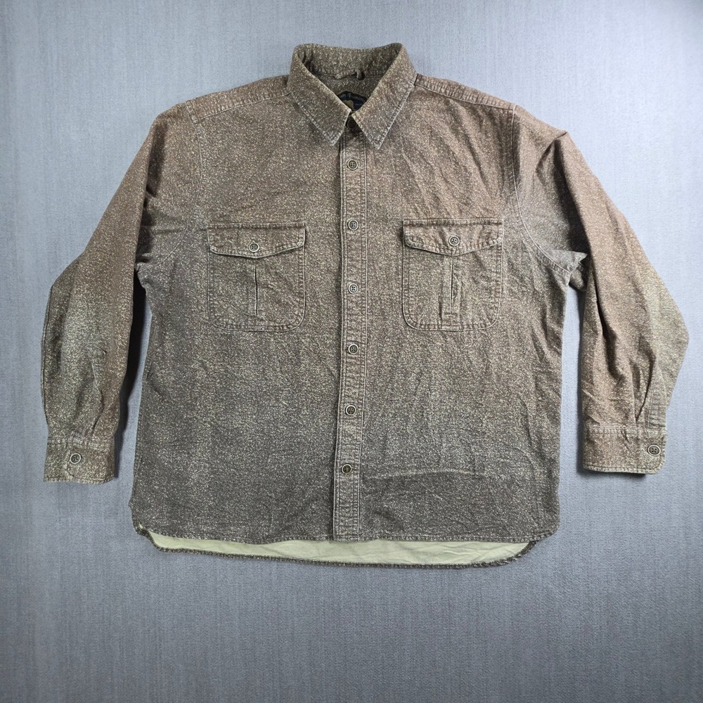 Freedom Foundry Button Down Shirt Mens XL Brown Speckled Long Sleeve Flannel